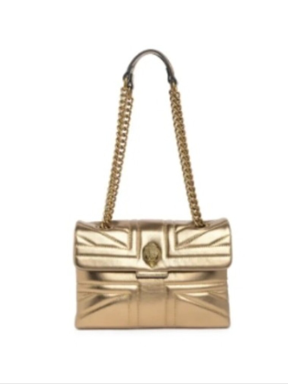 Kurt Geiger Bronze Quilted Leather Shoulder Bag with Chain Strap. Has Scuff
